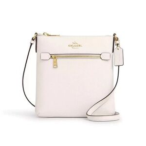 BRAND NEW COACH ROWAN LEATHER FILE BAG CROSSBODY SHOULDER PURSE IN CHALK/GOLD.